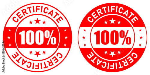 Certificate, 100%, red, stamp, emblem, approval, guarantee, quality, badge, seal.