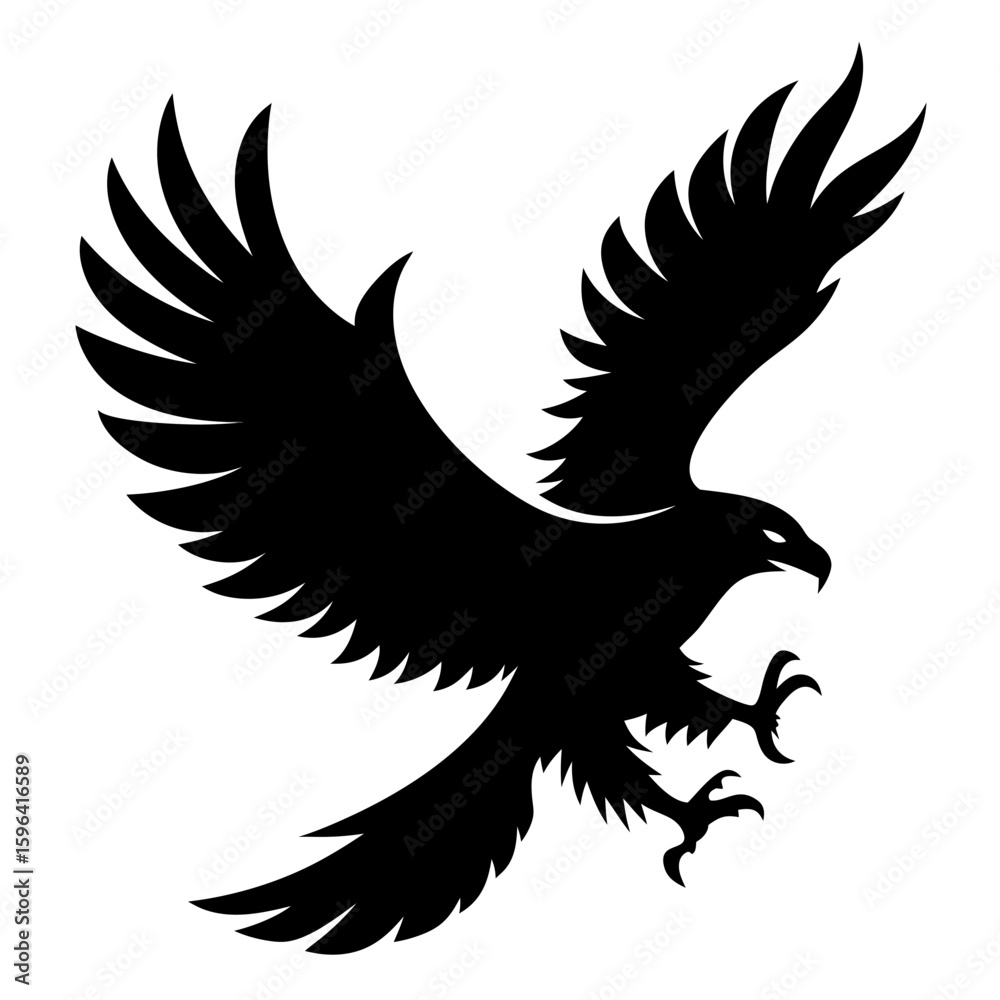 Obraz premium Minimalist Black Eagle in Flight