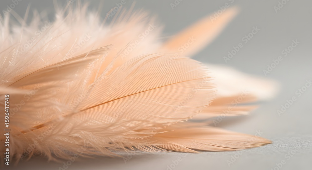 Delicate Peach Feather Macro: Soft Texture, Subtle Light, Serene Composition. Delicate Peach Feather Macro: Soft Texture, Subtle Light, Serene Composition.
