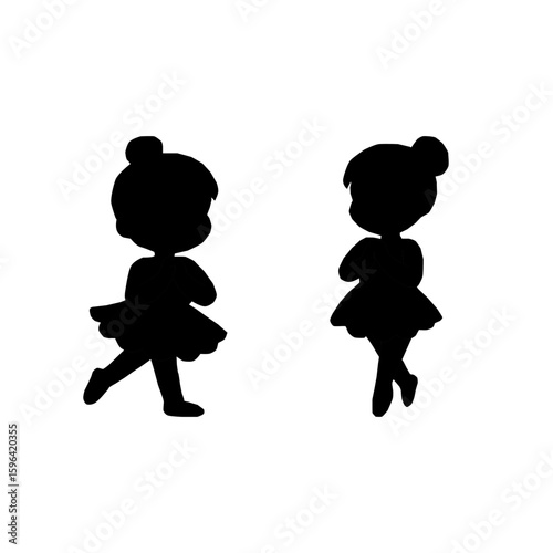 Cute Kids Ballerina Silhouettes.Vector Dance Girls Collection. Ballet Girl Silhouette Set. Little Ballerina Vector Silhouettes. Children Ballet Dance Silhouettes. kids ballerina silhouette.