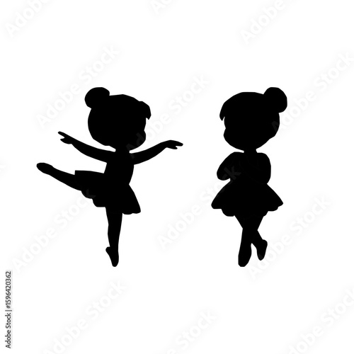 Cute Kids Ballerina Silhouettes.Vector Dance Girls Collection. Ballet Girl Silhouette Set. Little Ballerina Vector Silhouettes. Children Ballet Dance Silhouettes. kids ballerina silhouette.