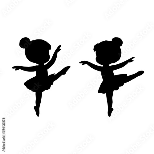 Cute Kids Ballerina Silhouettes.Vector Dance Girls Collection. Ballet Girl Silhouette Set. Little Ballerina Vector Silhouettes. Children Ballet Dance Silhouettes. kids ballerina silhouette.