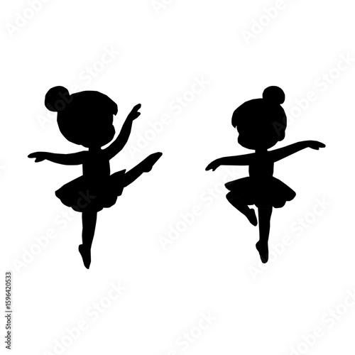 Cute Kids Ballerina Silhouettes.Vector Dance Girls Collection. Ballet Girl Silhouette Set. Little Ballerina Vector Silhouettes. Children Ballet Dance Silhouettes. kids ballerina silhouette.
