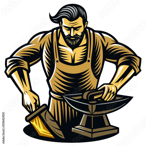 Wallpaper Mural Cartoon Blacksmith with Hammer and Anvil Torontodigital.ca