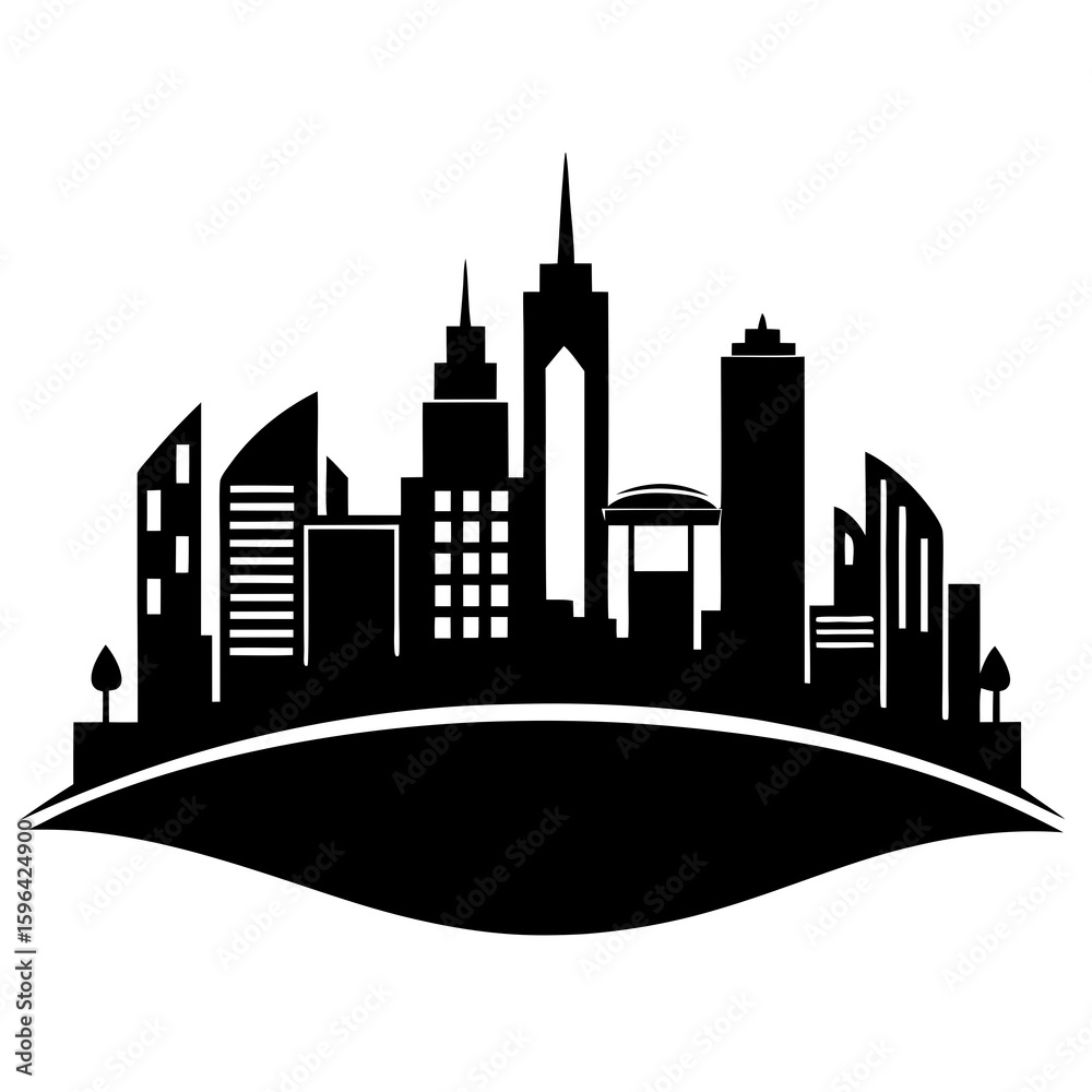Obraz premium Urban Skyline Silhouette Vector