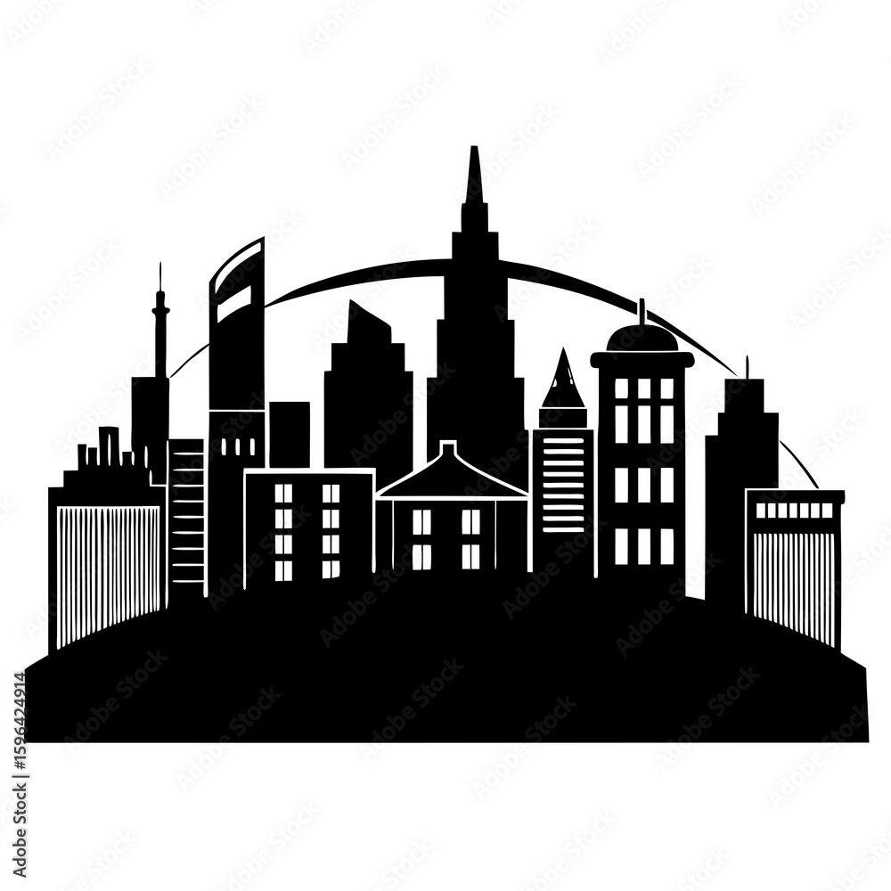 Naklejka premium Urban Skyline Silhouette Vector