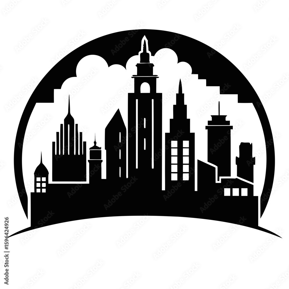 Obraz premium Urban Skyline Silhouette Vector