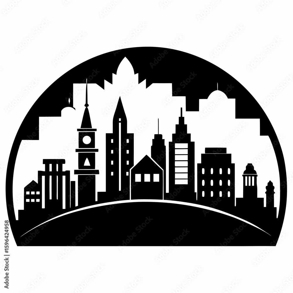 Obraz premium Urban Skyline Silhouette Vector