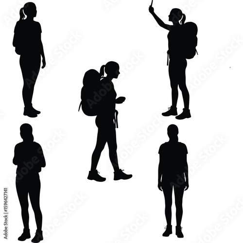 Female Backpacker Silhouettes, Hiking, Travel, Adventure, Exploration, Travel Photography
