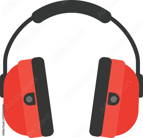 Pair of Red Safety Earmuffs with Black Components.