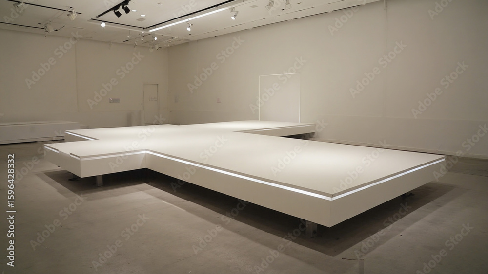 Fototapeta premium White minimalist stage on the exhibition 