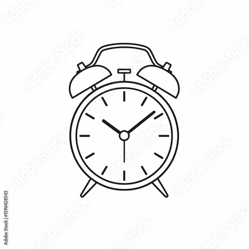 Classic alarm clock with bell design and black and white illustrations  