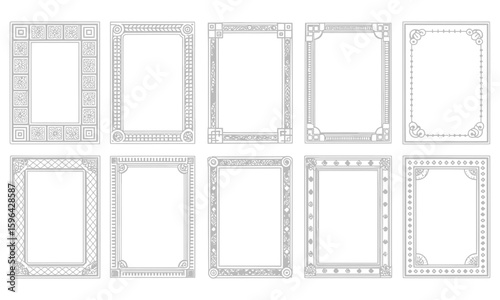 Vintage decorative rectangular vector frames set with classic borders and elegant design elements

