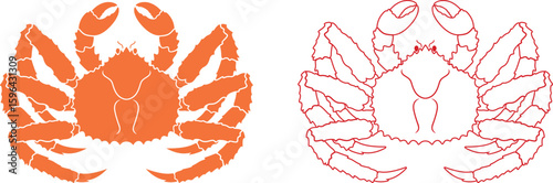 King crab logo. Isolated king crab on white background. Outline