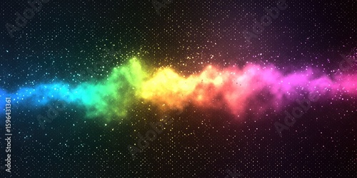 Rainbow dust plume with neon lighting effect and transparent background