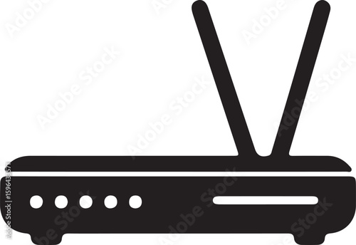 Black silhouette of a wireless router with antennas