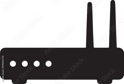 Black silhouette of a wireless router with two antennas