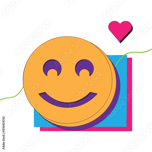 happy smiley face with heart