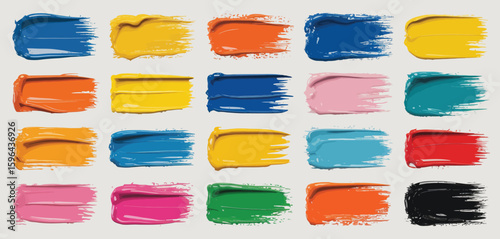 Colorful paint swatches with visible brush strokes