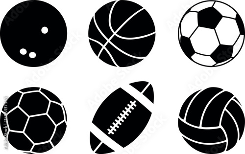 Sports ball set. Isolated sports ball on white background