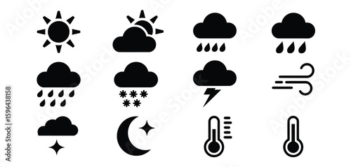 Collection of weather icons representing different conditions