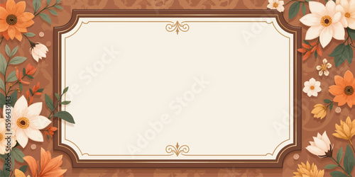 Autumnal Frame with Floral Elegance