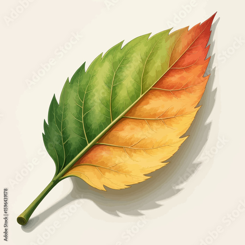 Autumnal Leaf Transition in Vibrant Colors