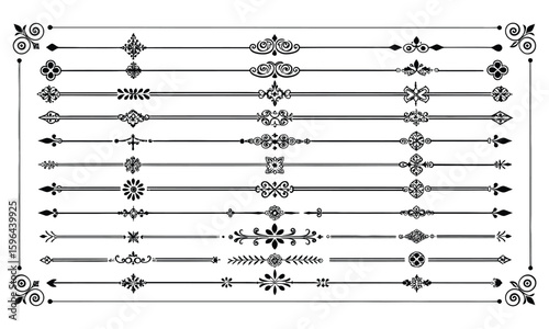Ornamental line divider elements collection for vintage and decorative page layout

