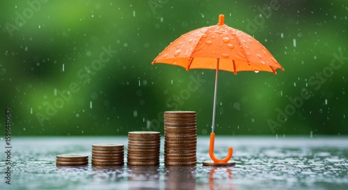 Wallpaper Mural Rainy Day Fund Concept – Coins Protected Under Umbrella During Rainfall Torontodigital.ca