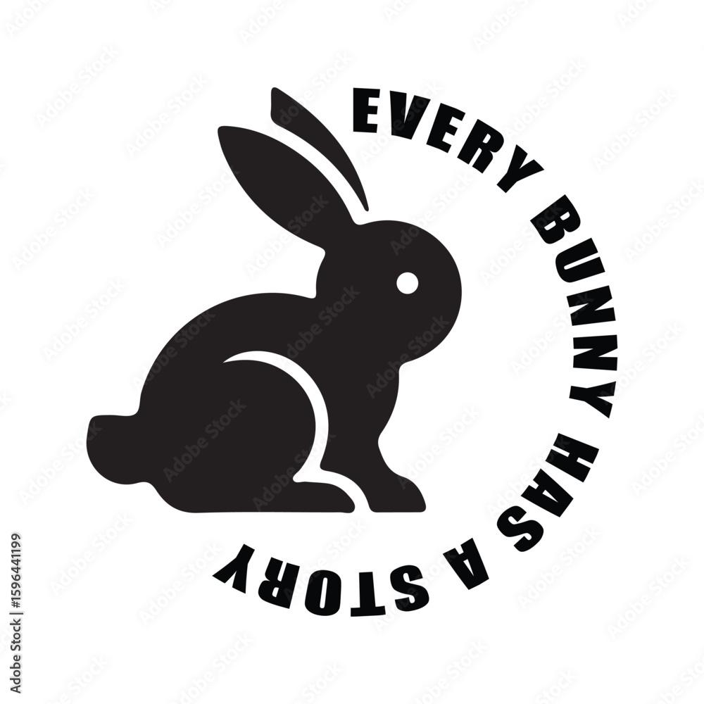 Fototapeta premium A bold and minimalist black silhouette of a bunny rabbit is centered in this creative design, accompanied by the phrase 