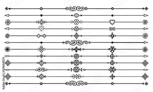 Elegant vintage line dividers collection with decorative ornaments for graphic design and decoration

