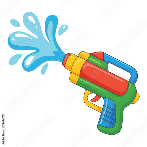 Colorful water gun shooting a stream of water