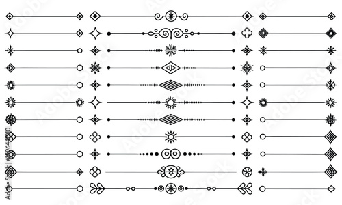 Geometric line divider collection with minimal black decorative shapes and ornaments

