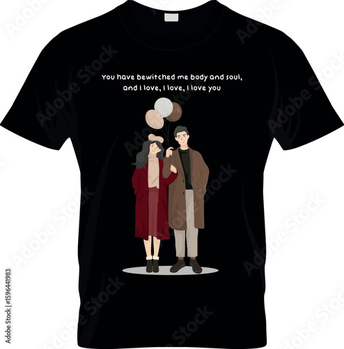 Lovely couple illustration T shirt Design