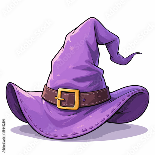 Enchanted Purple Witch Hat with Golden Buckle