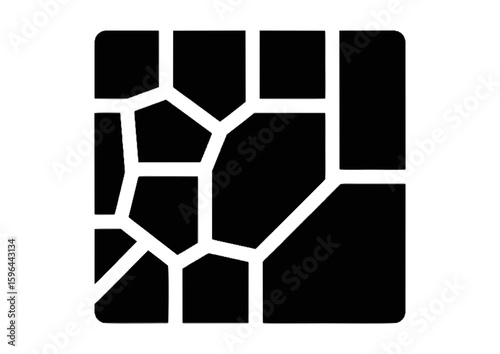 Black silhouette of a cracked surface or texture on a white background
