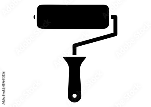 Black silhouette of a paint roller tool 