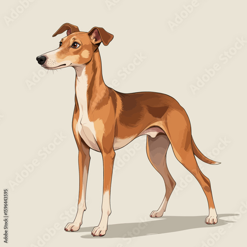 Graceful Hound in Warm Sunset, Autumn Leaves