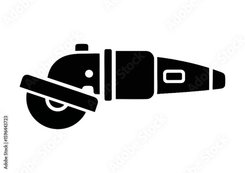 Industrial cutting tool silhouette with high contrast design on white background