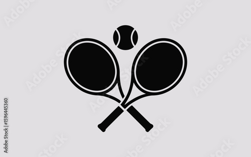 Crossed tennis rackets and ball silhouette icon