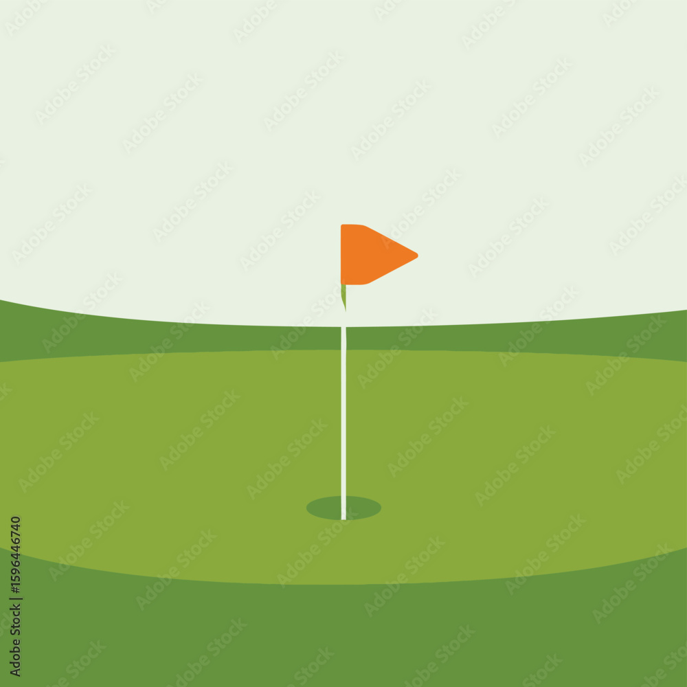 Obraz premium Golf green with orange flag and hole