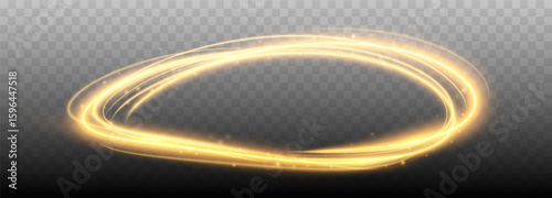 Glowing shiny lines effect. Vector gold color lines of speed. Light trail wave