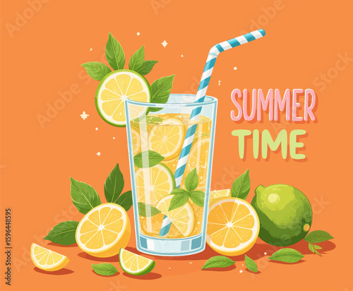 Summer Refreshment: Lemonade with Mint Leaves and Citrus Slices
