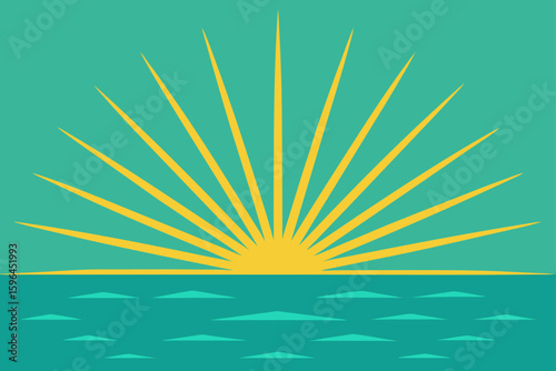 golden rays shimmer on turquoise sea