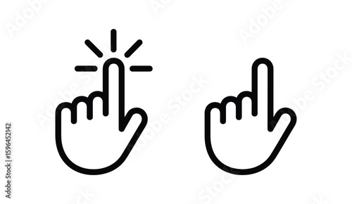 Vector art of a hand cursor points and clicks to select an item, isolated on white background