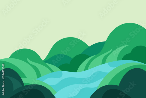 soft waves lap beneath green covered rocks