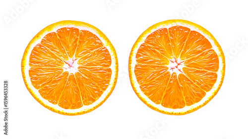 Fresh juicy orange and slice on white background