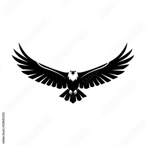 Flying Eagle Silhouette Vector with Outstretched Wings