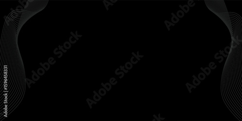 Black abstract background design. Modern wavy line pattern in monochrome colors. Premium stripe texture for banner, business backdrop. type4