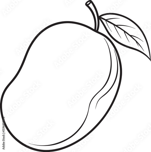 Continuous one line drawing of mango fruit with leaf. Mango fruit hand drawn single line art Mango fruit hand drawn single line art.
